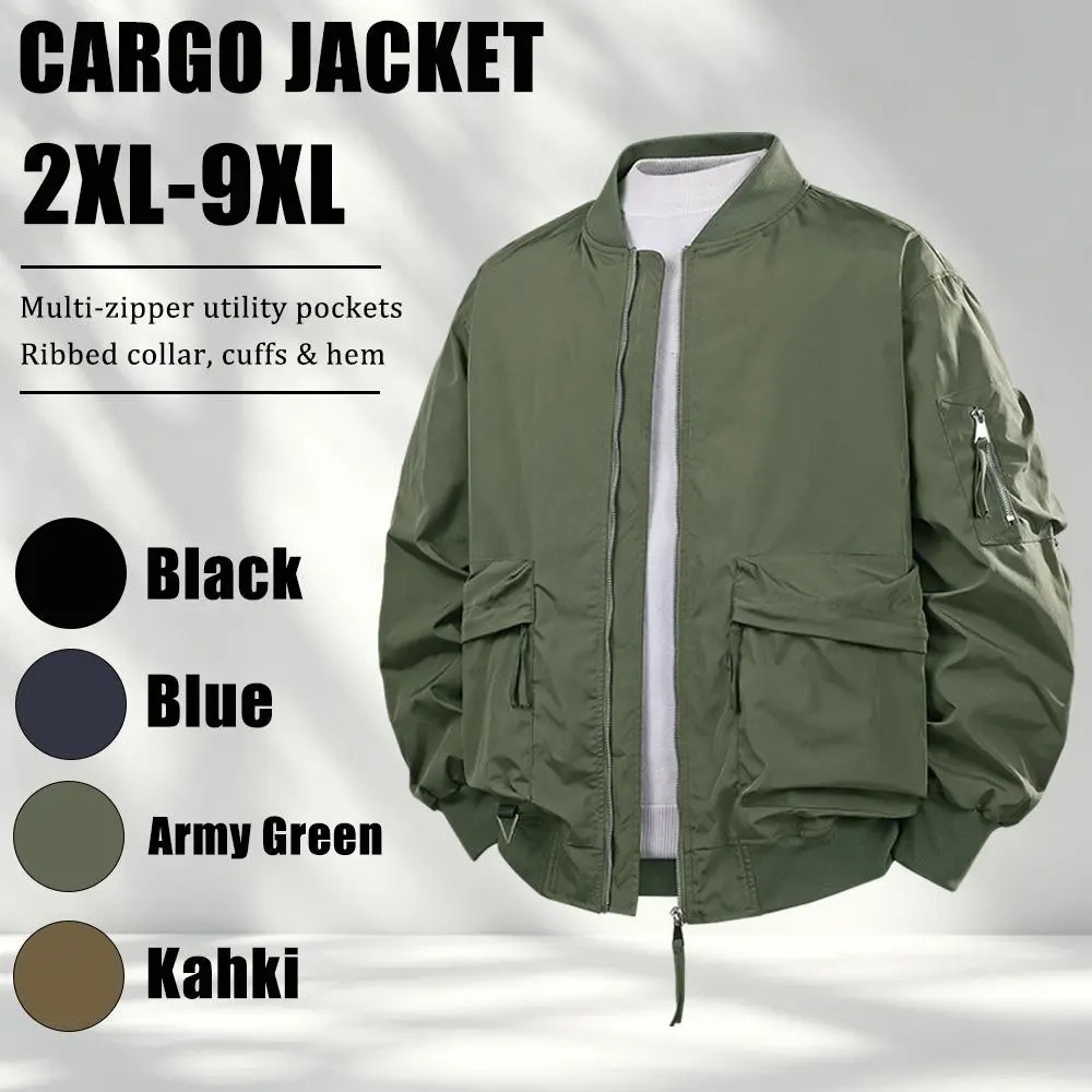 Men's military green plus size cargo jacket