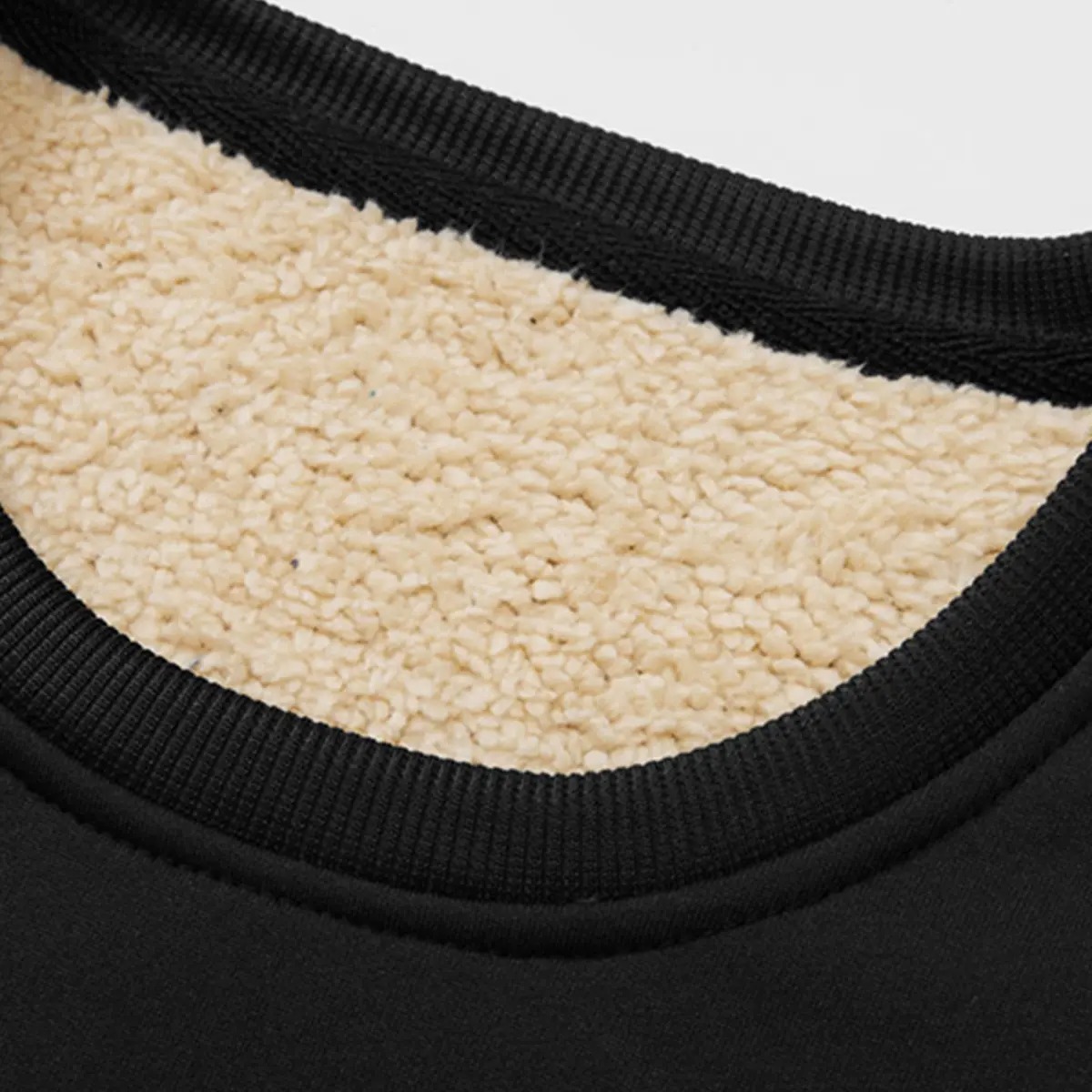 Soft fleece lining inside men's sweatshirt