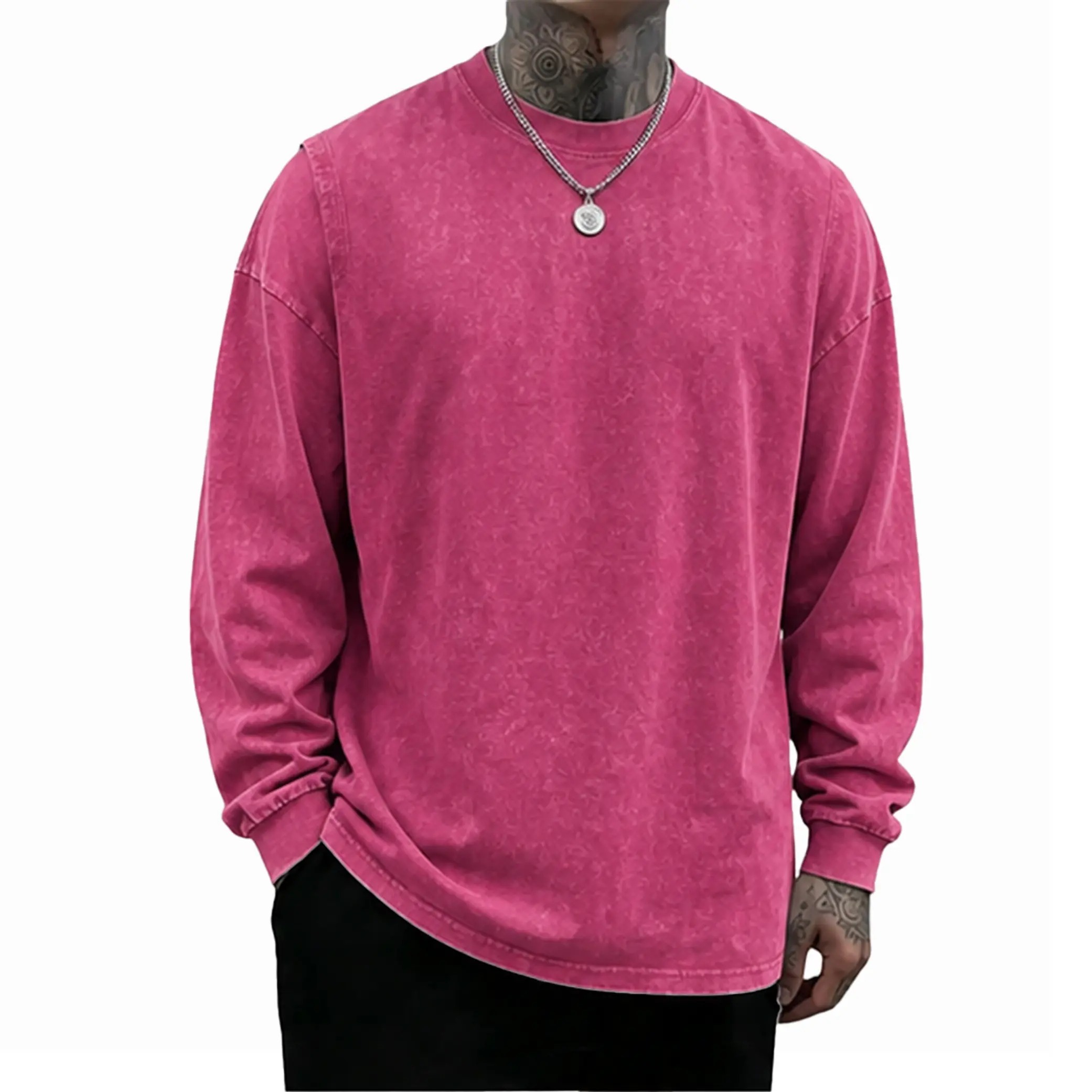 Pink vintage washed oversized long sleeve shirt
