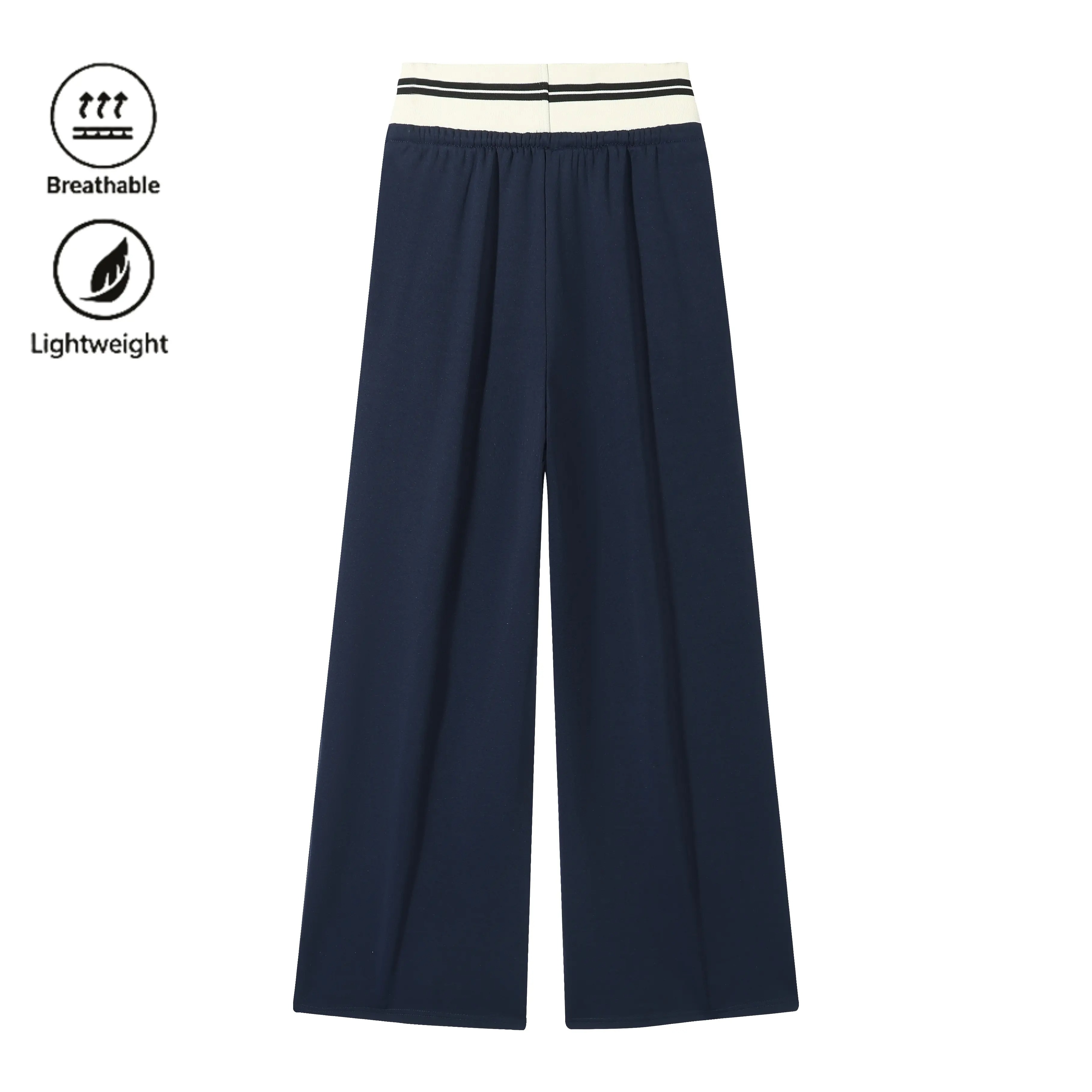 Women's Contrast Waistband Wide Leg Sweatpants, Soho Chic Casual Loose Trousers, Spring Autumn Daily Commute Shopping Fashion Bottoms