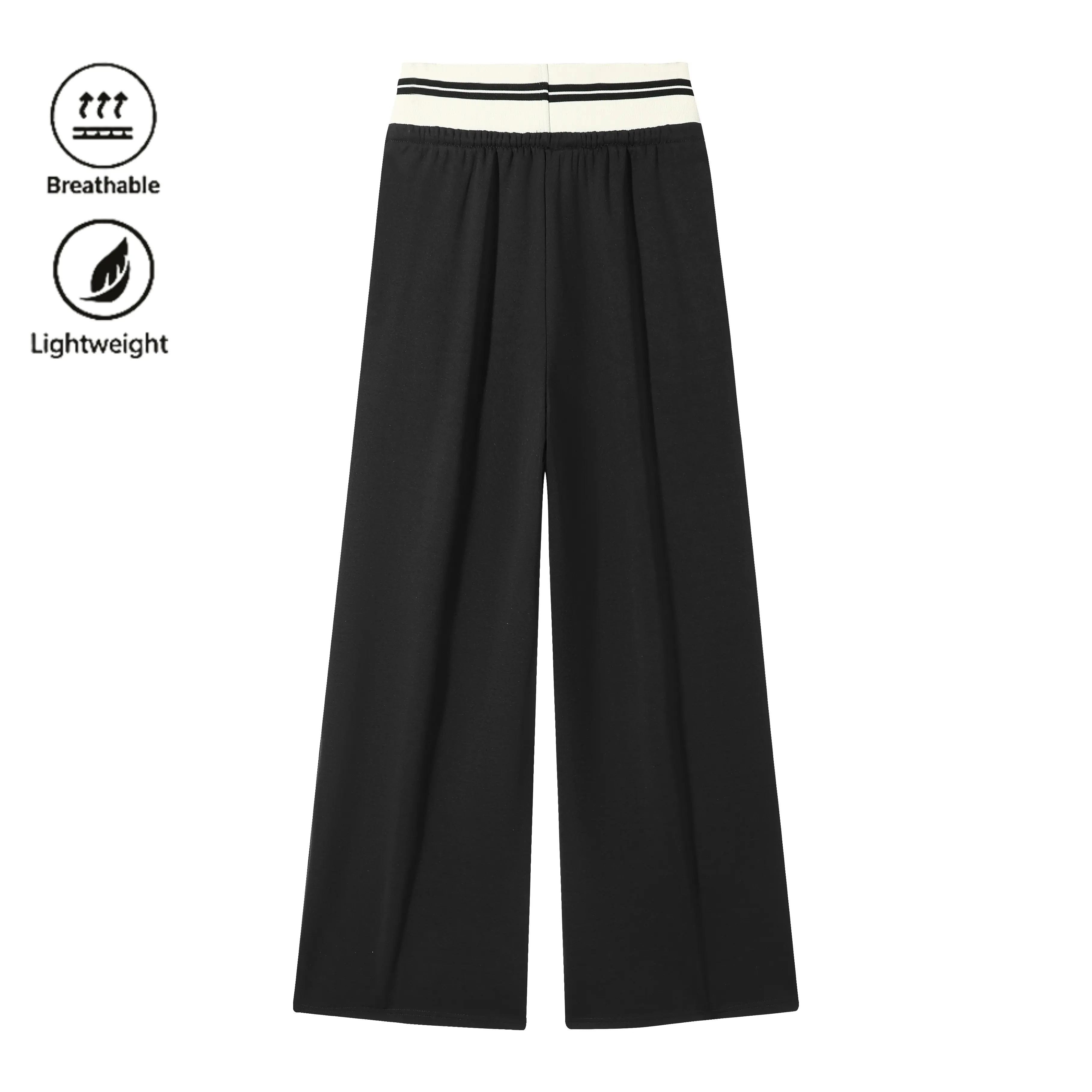 Women's Contrast Waistband Wide Leg Sweatpants, Soho Chic Casual Loose Trousers, Spring Autumn Daily Commute Shopping Fashion Bottoms