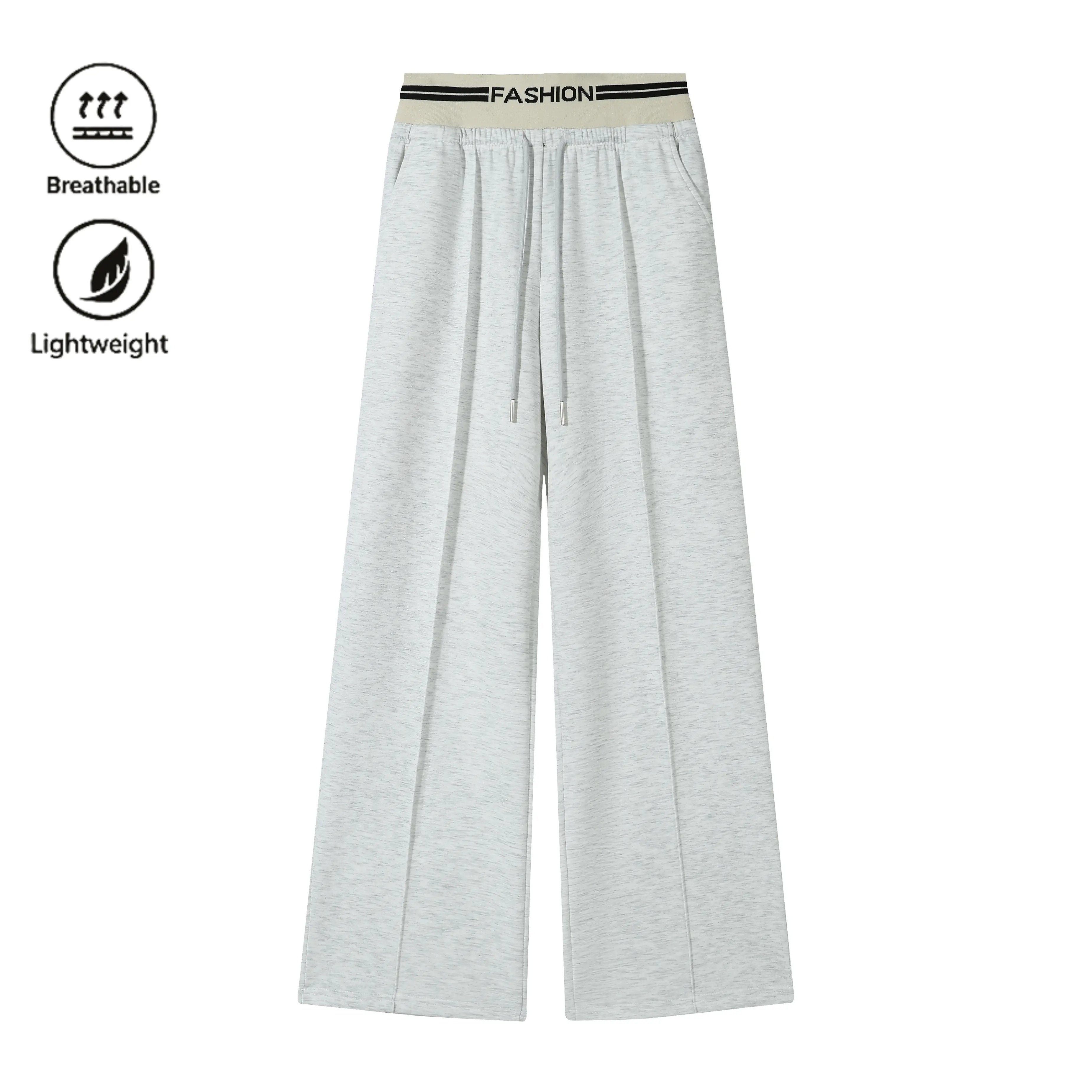 Women's Contrast Waistband Wide Leg Sweatpants, Soho Chic Casual Loose Trousers, Spring Autumn Daily Commute Shopping Fashion Bottoms