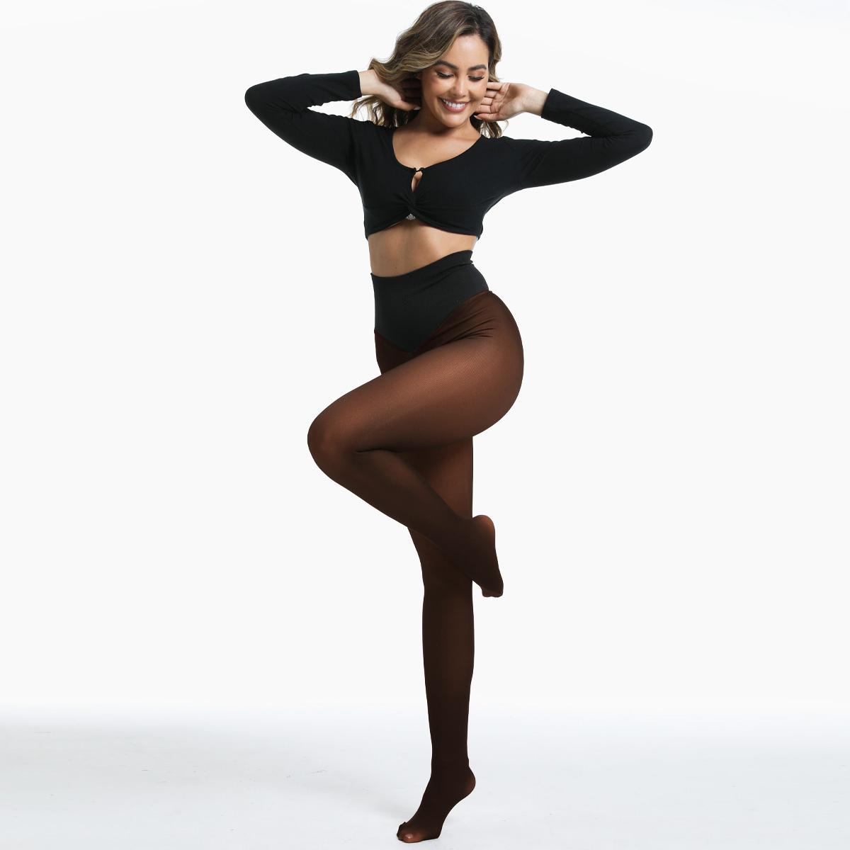 EOJN Women's Fleece Lined Tights Fake Translucent Warm Thermal Pantyhose Fake Sheer Thick Leggings Ladies Under Dress for Winter with Plush Inner Layer,High quality  Faux fur Tights,Soft and Breathable,Hight Stretch,Everyday,Minimalist,Slim.