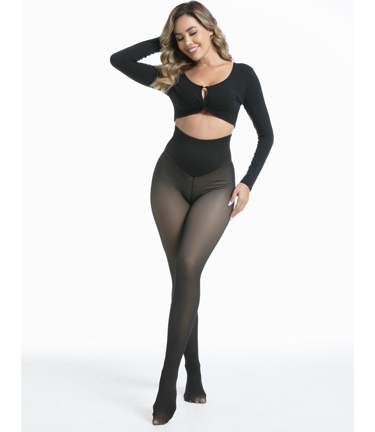 EOJN Women's Fleece Lined Tights Fake Translucent Warm Thermal Pantyhose Fake Sheer Thick Leggings Ladies Under Dress for Winter with Plush Inner Layer,High quality  Faux fur Tights,Soft and Breathable,Hight Stretch,Everyday,Minimalist,Slim.