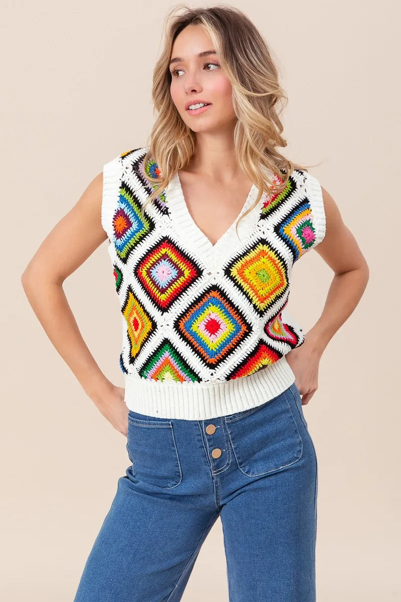 Diamond Granny Square Sweater Vest