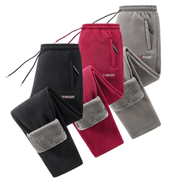 Black red and grey fleece lined jogger pants