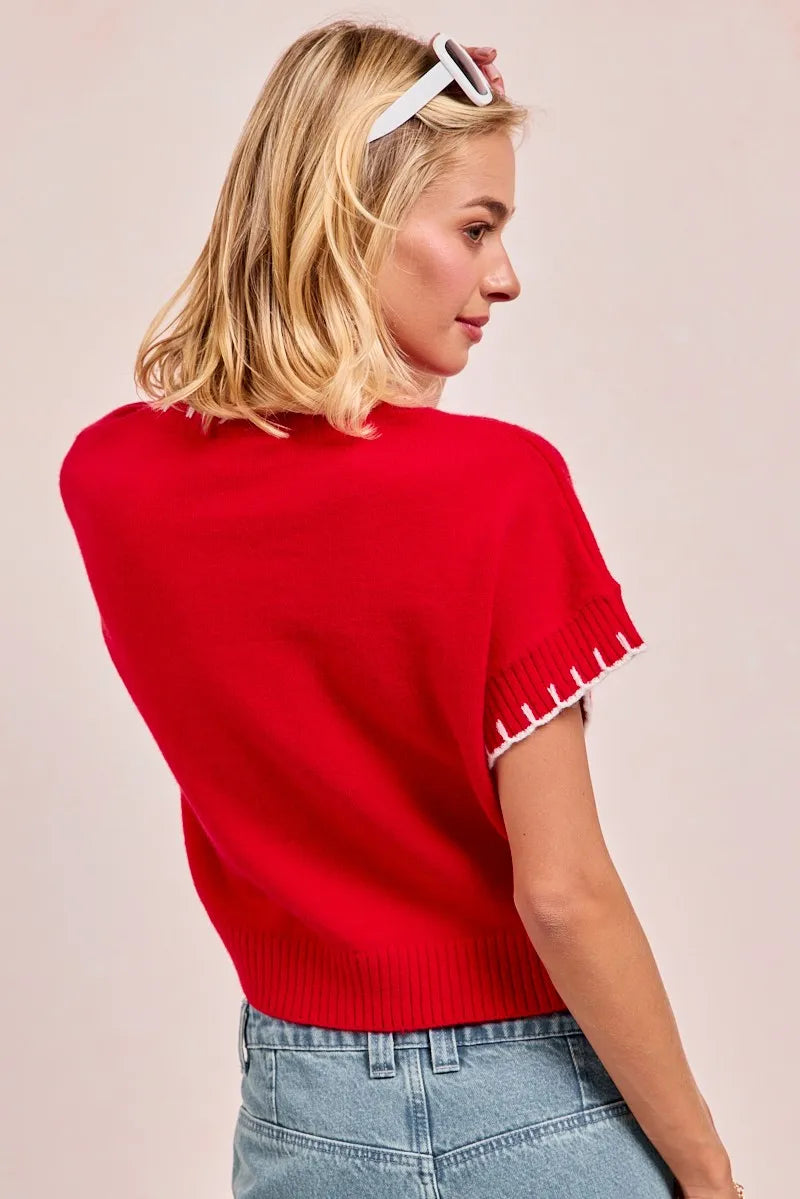 Gameday Sequin Football Embroidered Stitch Sweater