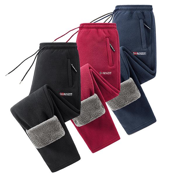 Black red and navy men's warm fleece jogger pants