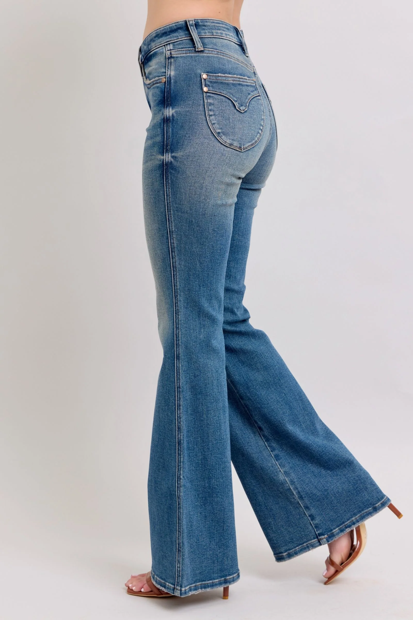 Blue Full Size Tummy Control Vintage Wash Jeans