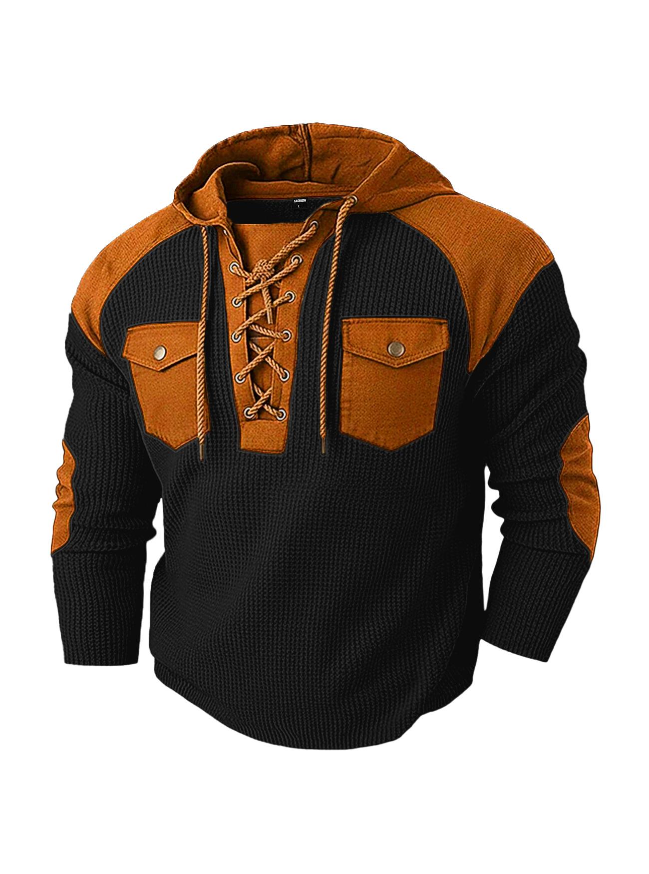 Black men's hooded sweatshirt with contrast details