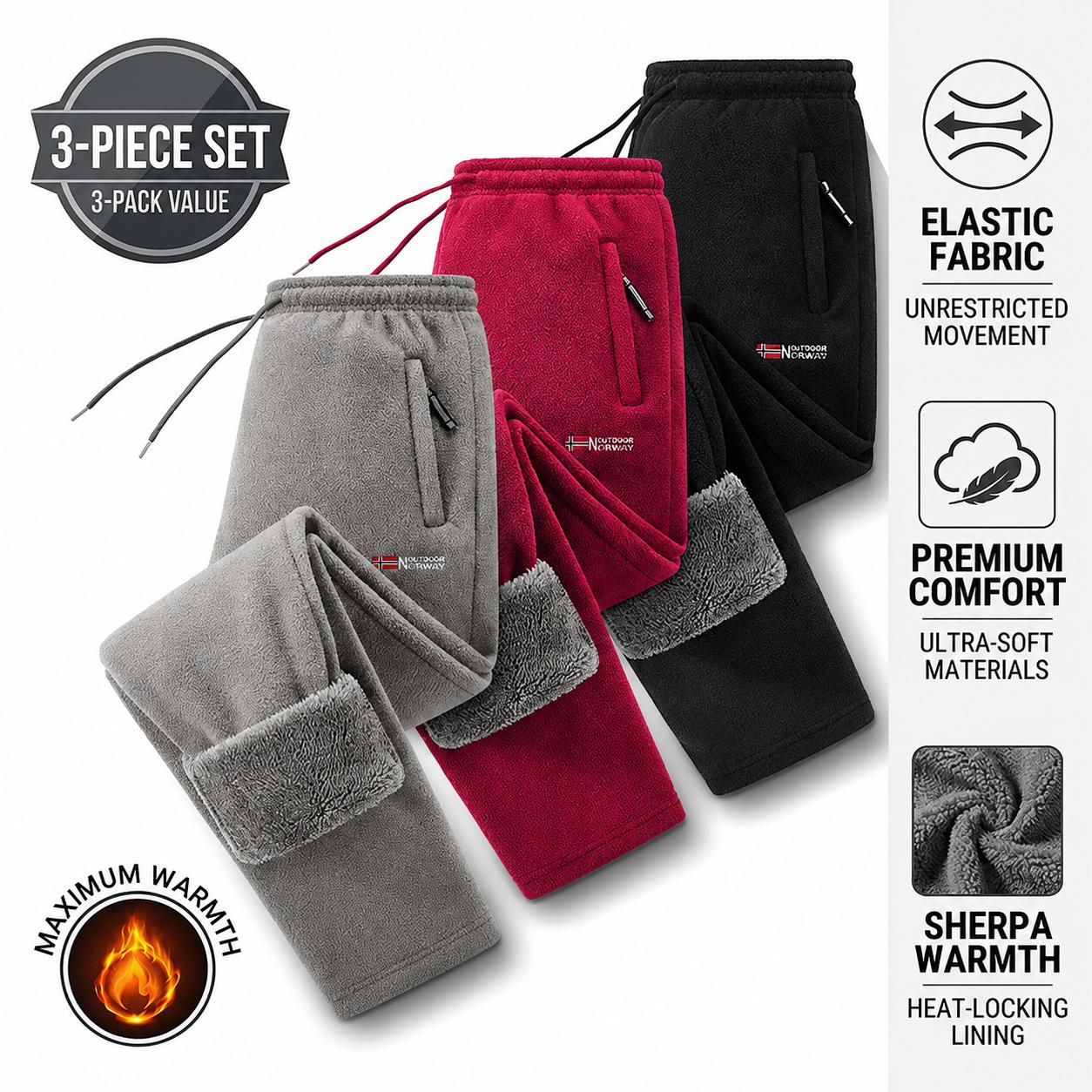 Men's fleece lined joggers with elastic fabric and warm lining