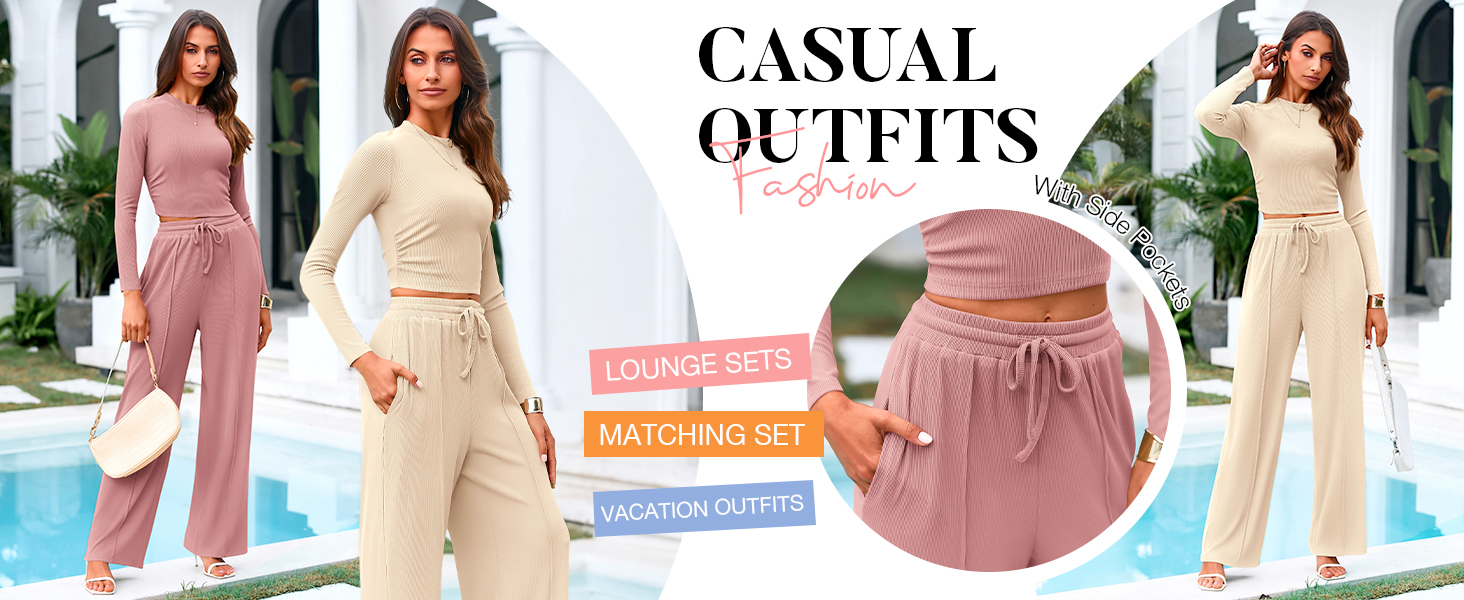 roupas de outono para mulheres casuais conjuntos de 2 peças para mulheres conjunto de roupas de descanso femininas roupas de viagem para mulheres
