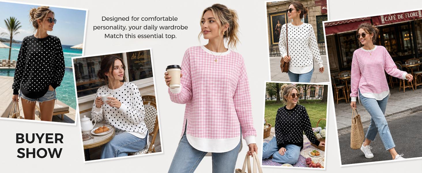 Fisoew Women's Soft Comfortable Aesthetic Sweatshirt Long Sleeve Round Neck Pullover High Low Curved Hem with Side Slits Oversized Basic Minimalist Tunic Top for Leggings Casual Layering Outfits Sporty Chic Athleisure SohoChic