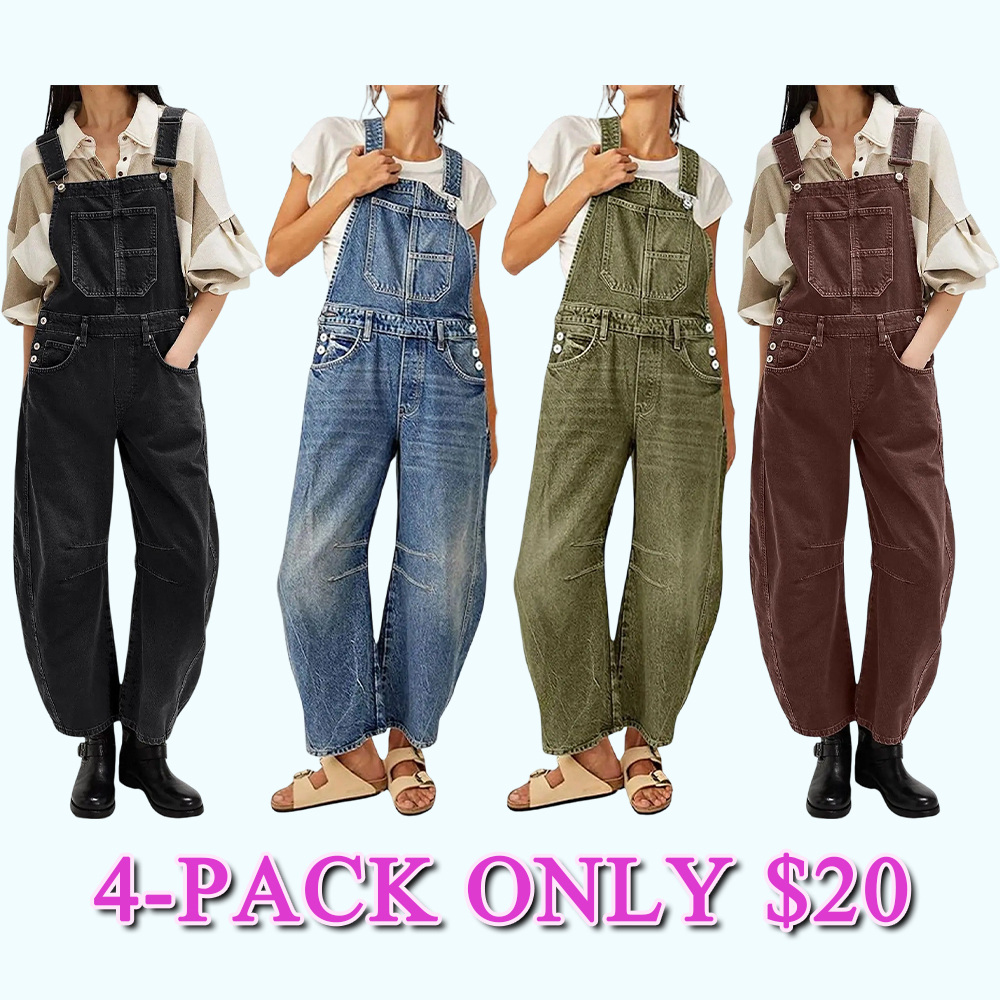 Women's Y2K Wide-Leg Denim Overalls