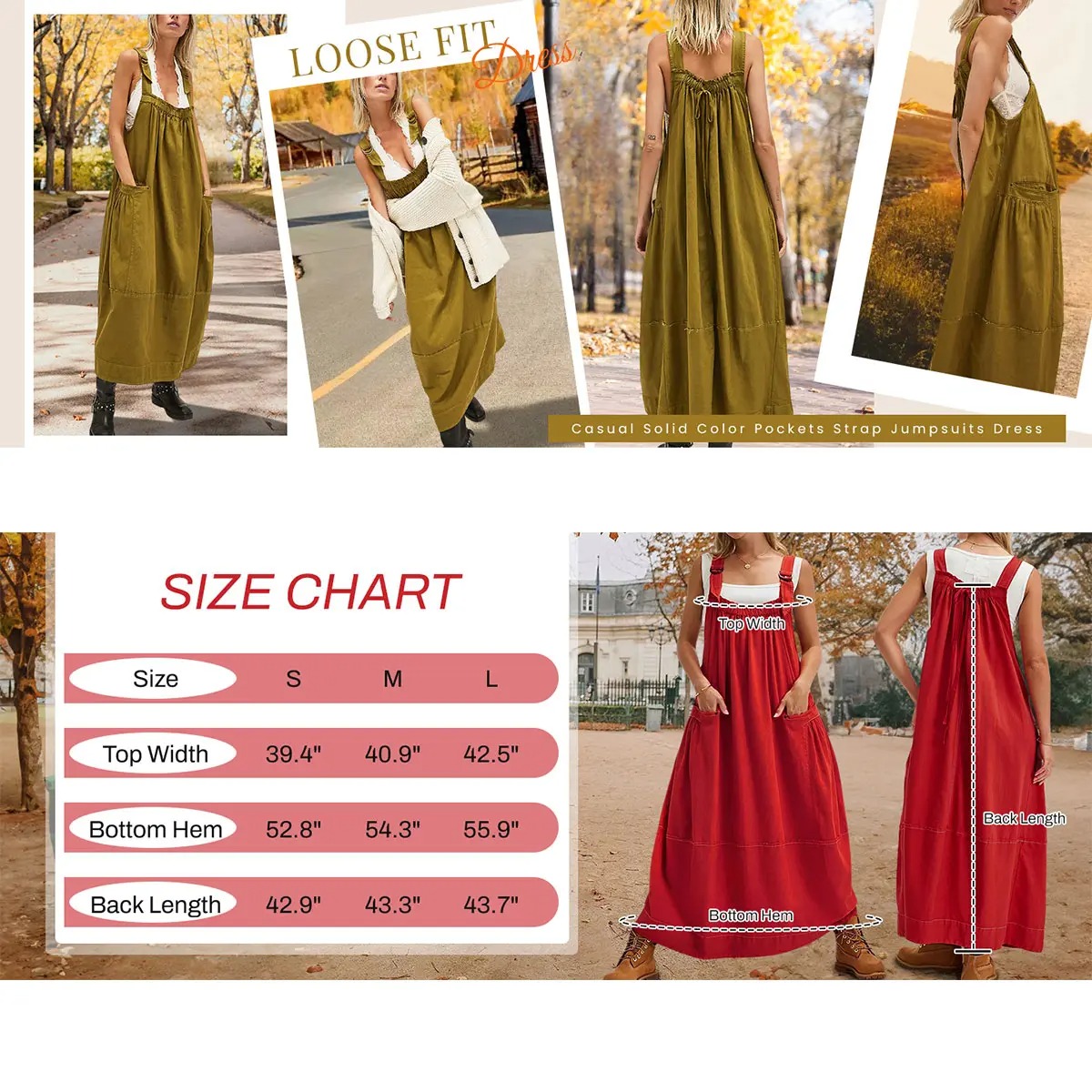 Women's Adjustable Straps Barrel Midi Dress Sleeveless Casual Midi Dress with Side Pockets for Summer Beach Vacation