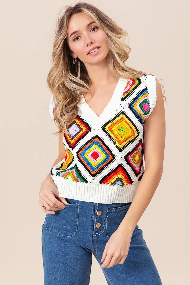 Diamond Granny Square Sweater Vest