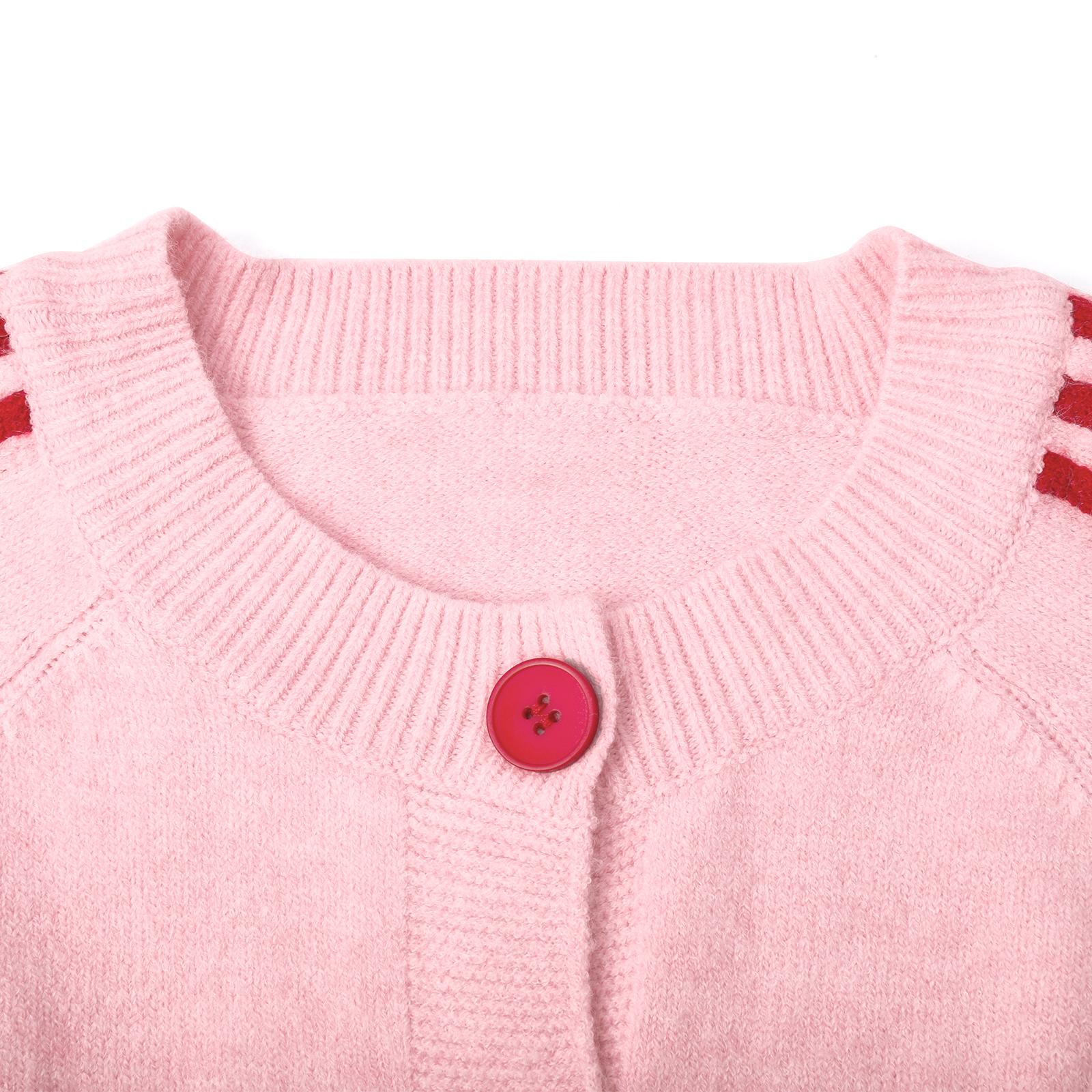 Imily Bela Women Striped 3/4 Sleeve Knit Cardigan Casual Crew Neck Button Down Cropped Sweater Jacket Y2K Fall Outfits Striped Knitted Cardigan Knitting Cardigan