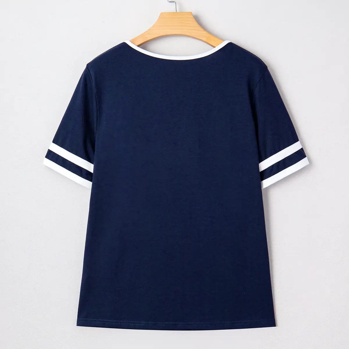 Women's V-Neck Striped Short Sleeve Top Fitted Cotton Blend Breathable Summer Daily Wear Blouse