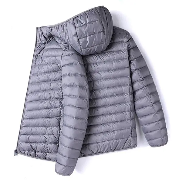 Men&rsquo;s Glossy Hooded Cotton-Blend Jacket - Menswear Tops, Plain Stylish Lightweight Padded Zip-Up Windproof Outerwear, Suitable for Commuting, Outdoor Activities