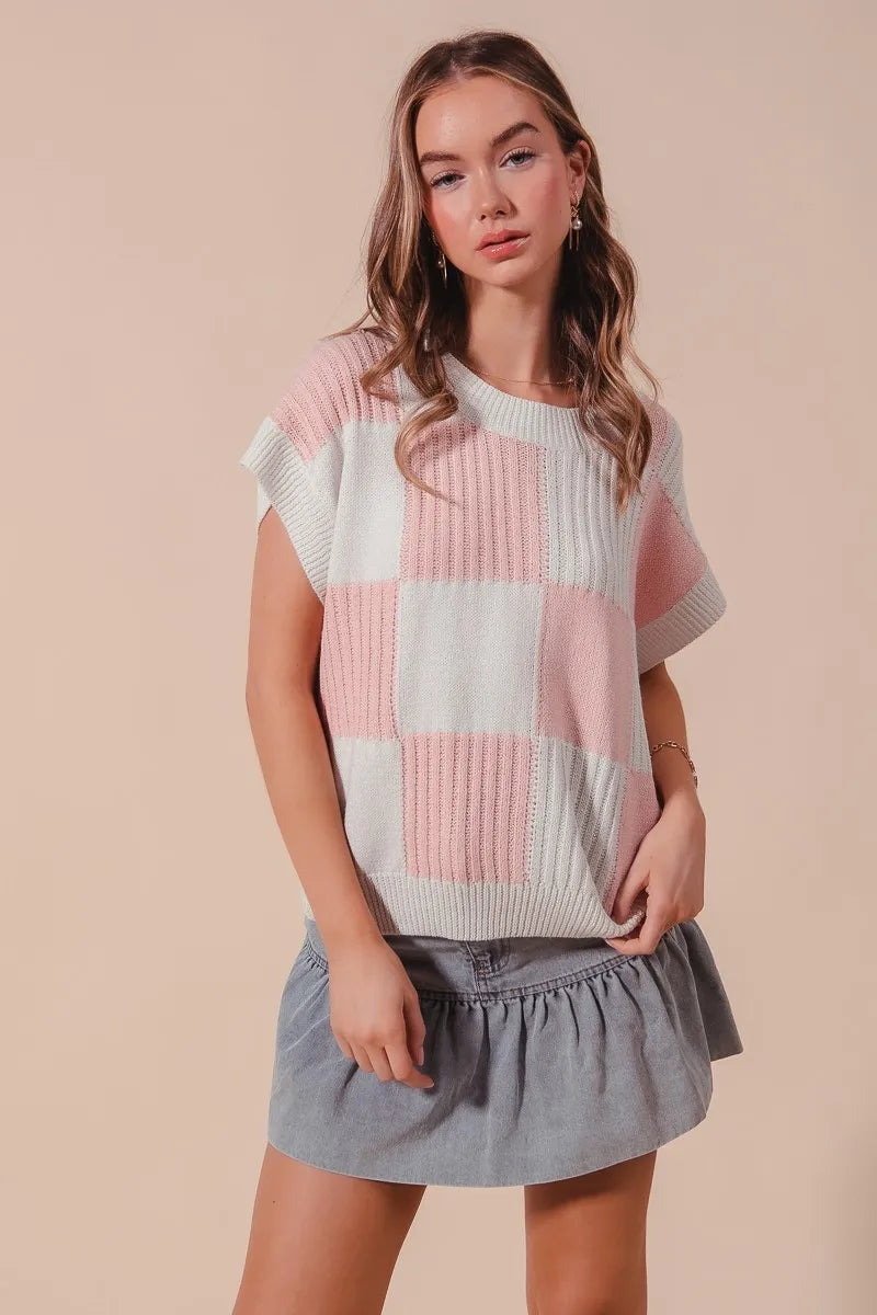 Check Plaid Casual Sweater Top