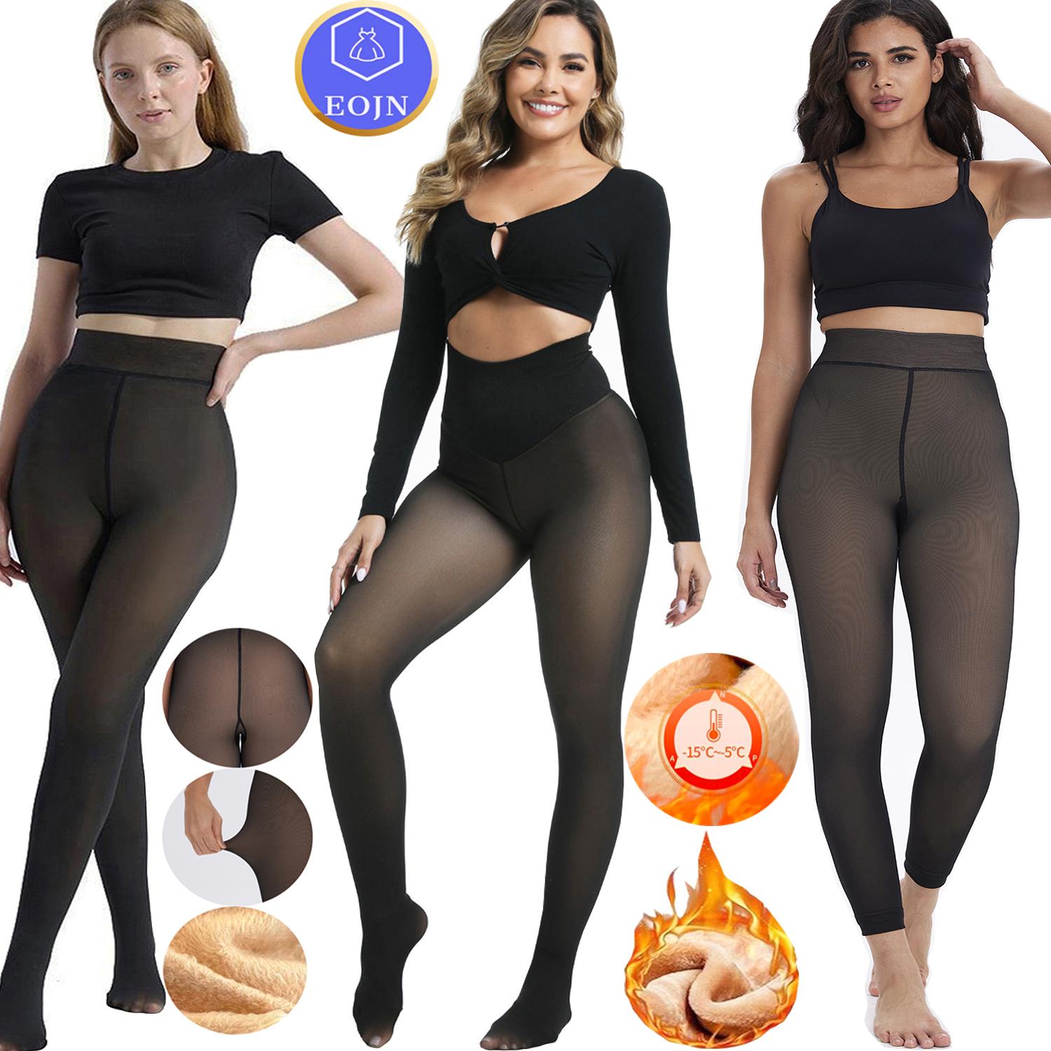 EOJN Women's Fleece Lined Tights Fake Translucent Warm Thermal Pantyhose Fake Sheer Thick Leggings Ladies Under Dress for Winter with Plush Inner Layer,High quality  Faux fur Tights,Soft and Breathable,Hight Stretch,Everyday,Minimalist,Slim.