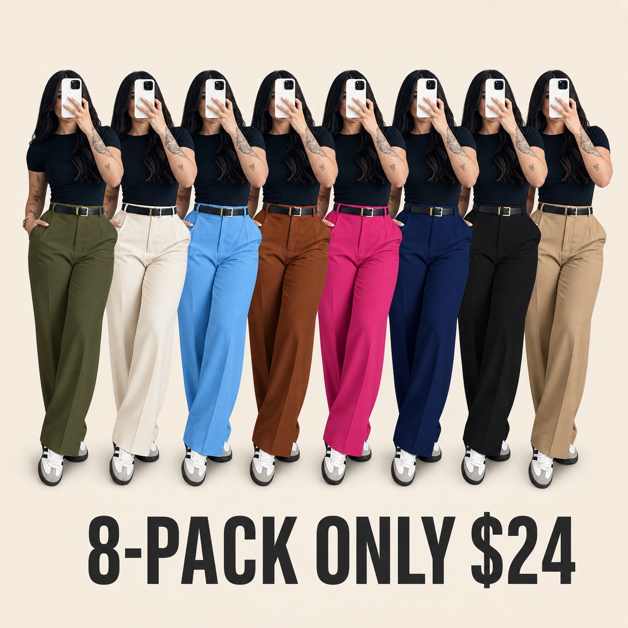 Women's High Waisted Straight Leg Suit Pants Flowy Drape Casual Office Long Trousers with Slimming Effect for Daily Versatile Wear