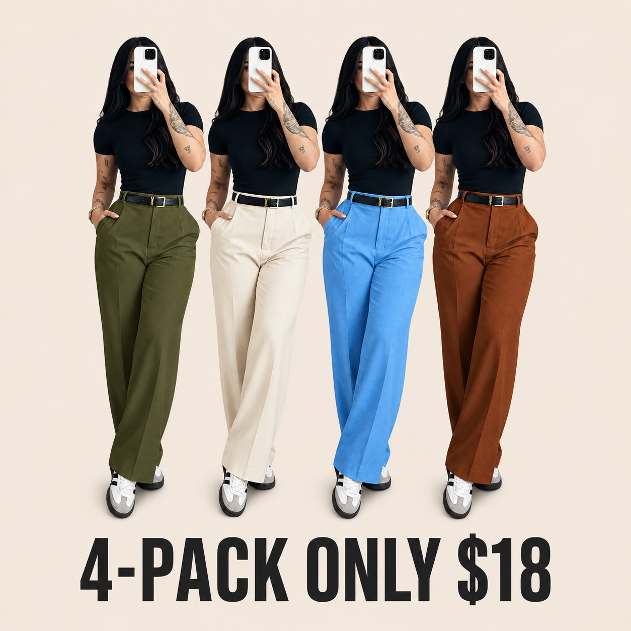 Women's High Waisted Straight Leg Suit Pants Flowy Drape Casual Office Long Trousers with Slimming Effect for Daily Versatile Wear