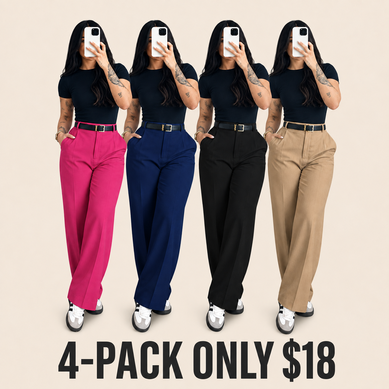 Women's High Waisted Straight Leg Suit Pants Flowy Drape Casual Office Long Trousers with Slimming Effect for Daily Versatile Wear