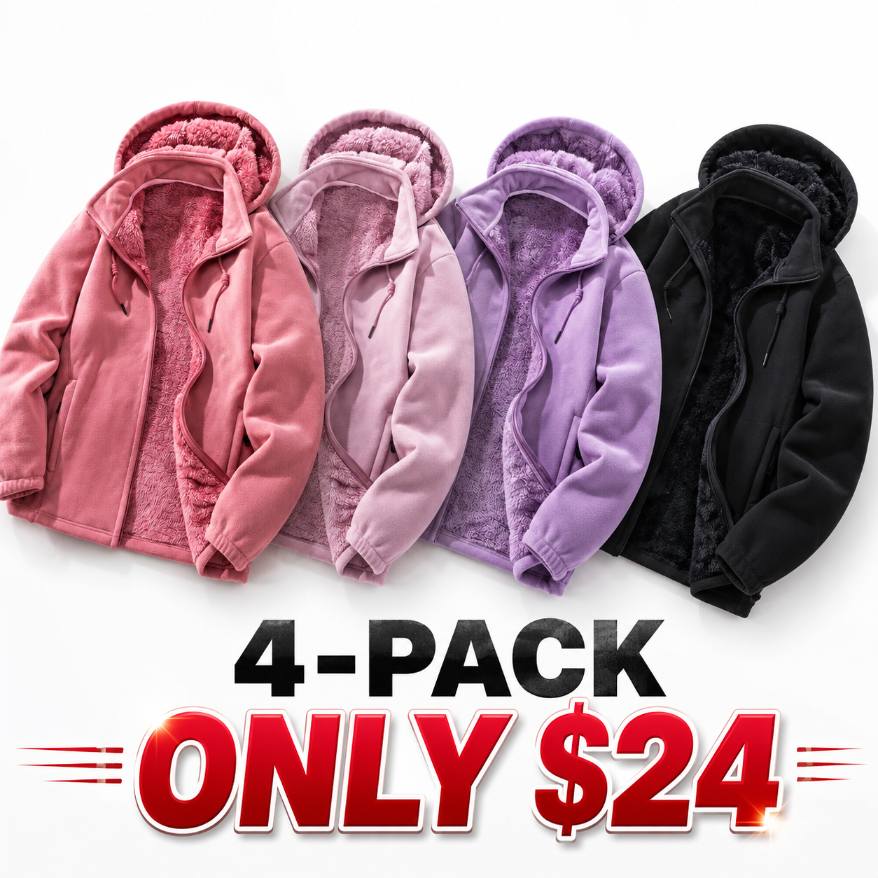 Women's Detachable Hood Fleece Cardigan Jacket, Thick Lined Warm Casual Coat, Stylish Loose Outerwear