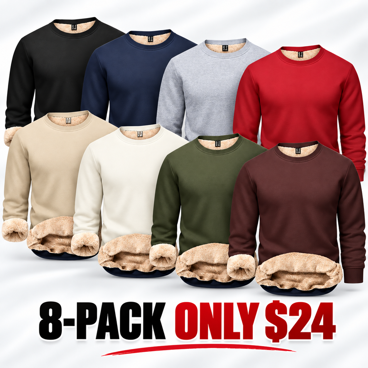 Men's fleece lined crewneck sweatshirts