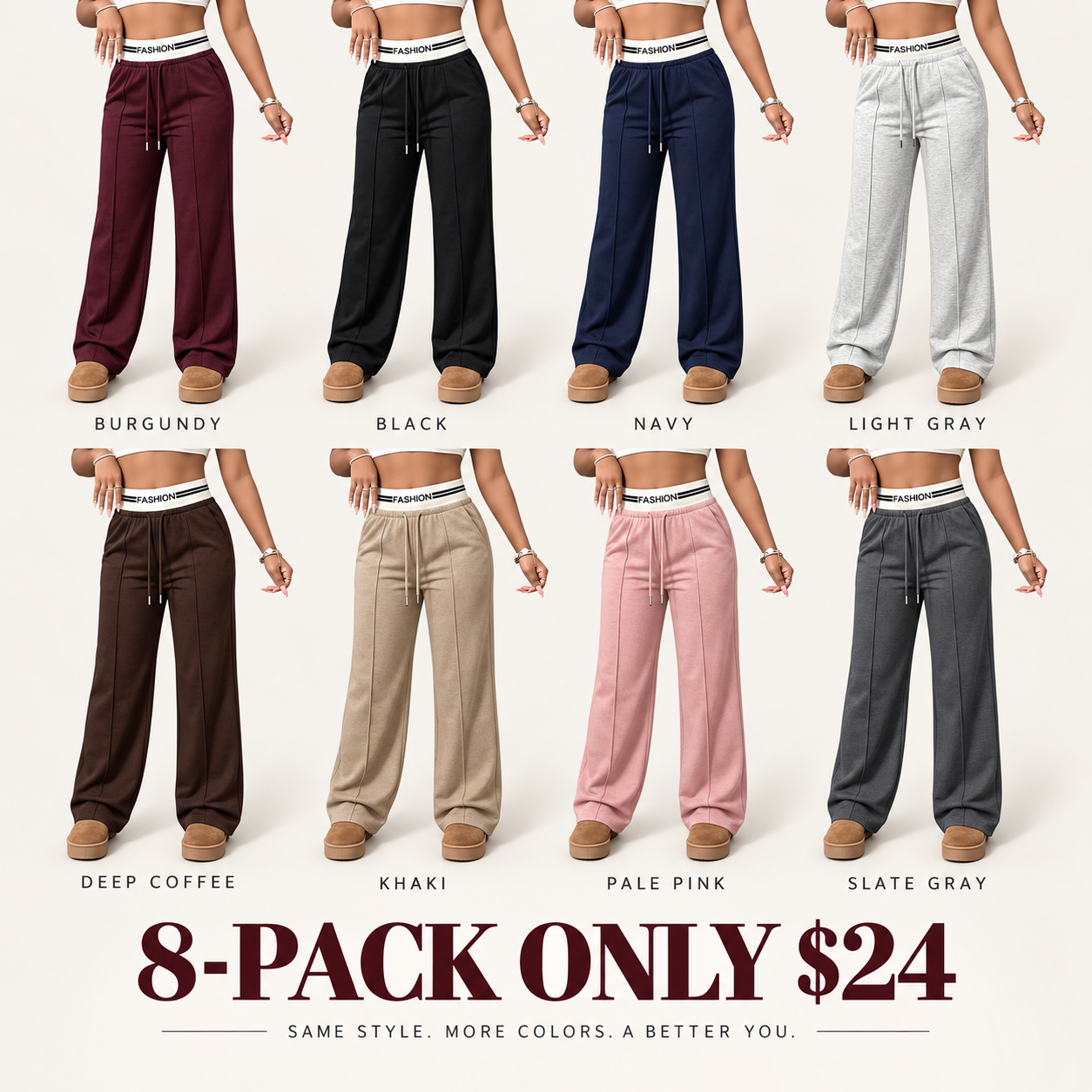 Women's Contrast Waistband Wide Leg Sweatpants, Soho Chic Casual Loose Trousers, Spring Autumn Daily Commute Shopping Fashion Bottoms