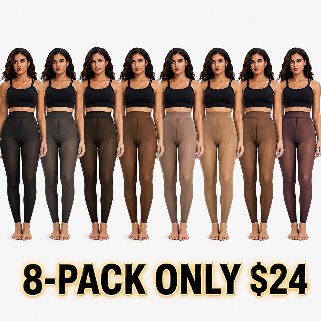 Women's Fake Sheer Thermal Tights, Fleece Lined High Stretch Warm Pantyhose, Minimalist Slim Thick Leggings for Winter Dress Daily Wear
