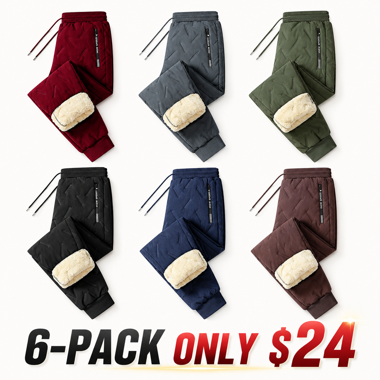 Men's Thick Sherpa Lined Thermal Pants, High Waist High Stretch Windproof Cold Resistant Solid Casual Sports Pants 