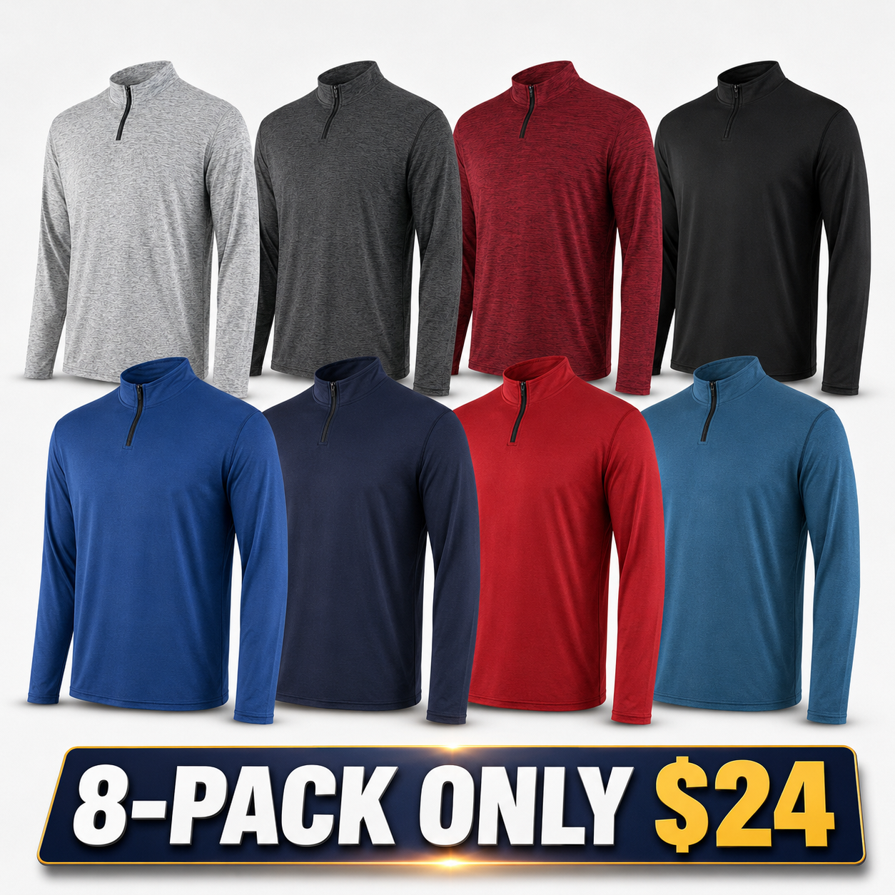 Men’s Dry‑Fit Performance Quarter Zip Long Sleeve Pullover, Quick Dry Athletic Active Top