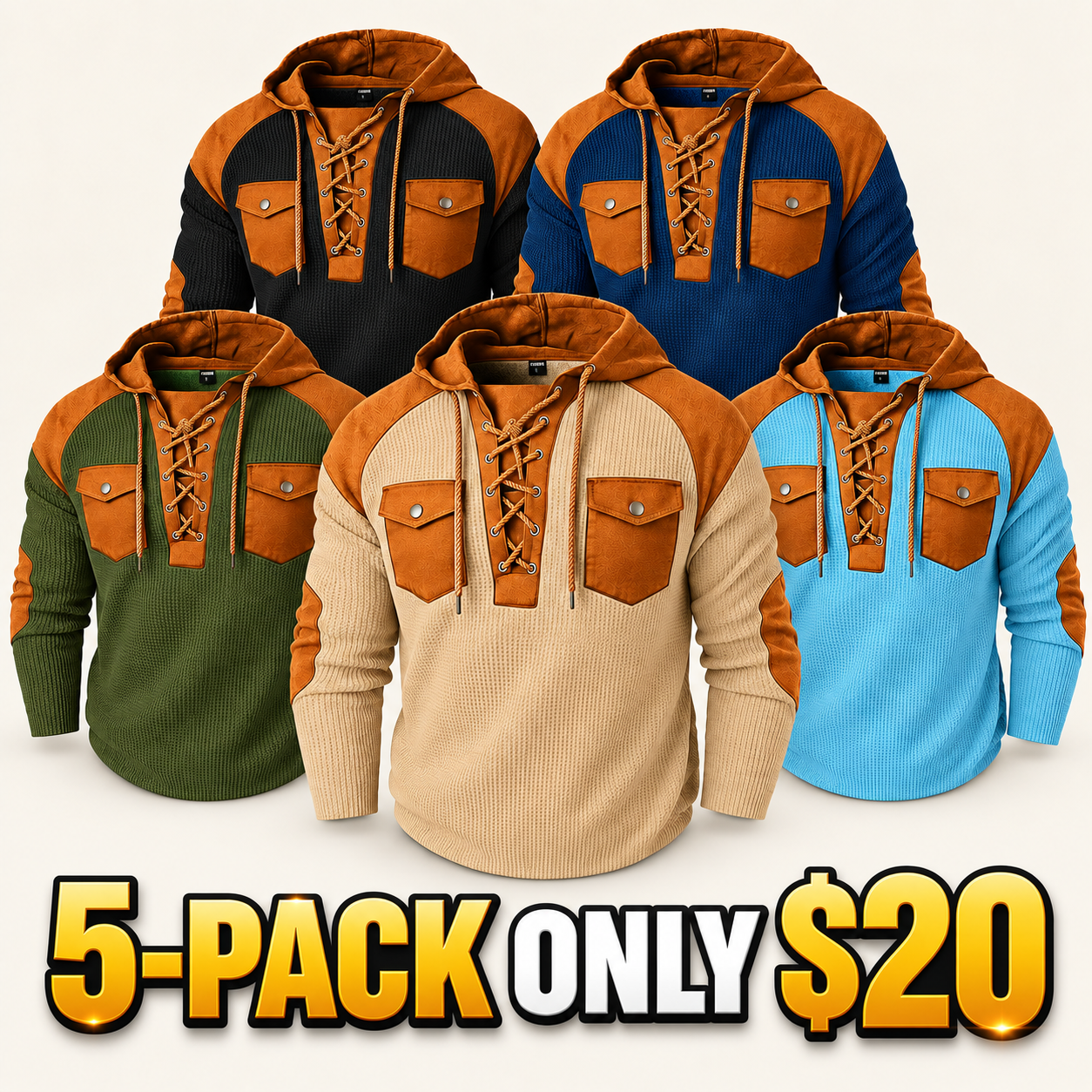 Men's Autumn Winter Casual Hooded Sweatshirt, Classic Solid Drawstring Hoodie with Side Pockets