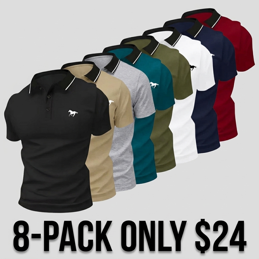 Men's Sporty Short Sleeve Polo Shirts Casual Performance Tops