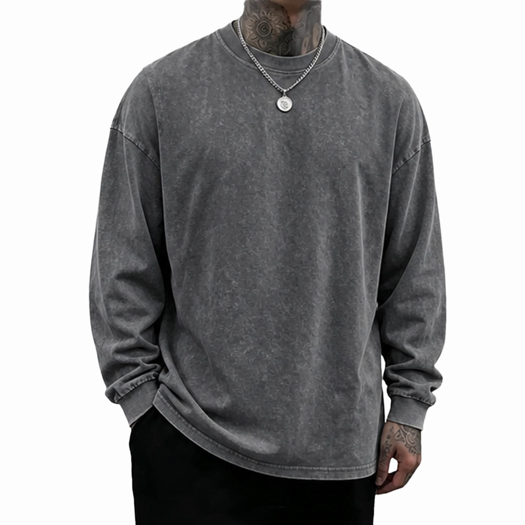 Grey vintage washed oversized long sleeve shirt