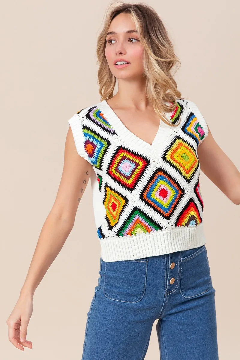 Diamond Granny Square Sweater Vest