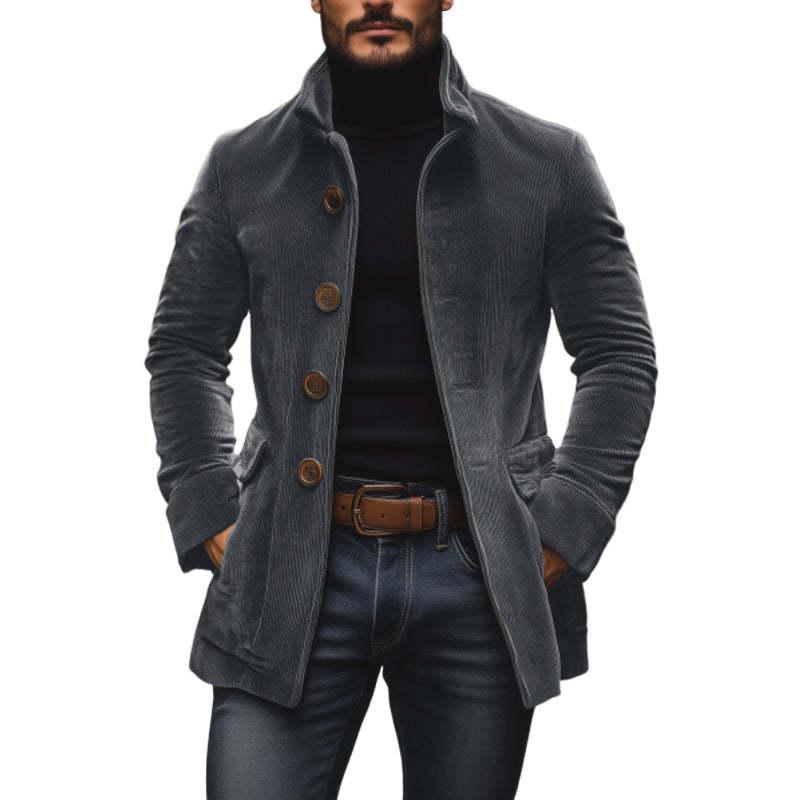 Mens Solid Color Stand Collar Buttons Pockets Jacket Cardigan Suit For Spring Autumn Daily Business Casual Commute Outdoor Dating Travel Everyday Male Fashion Suit Jacket Outfit Formal Menswear