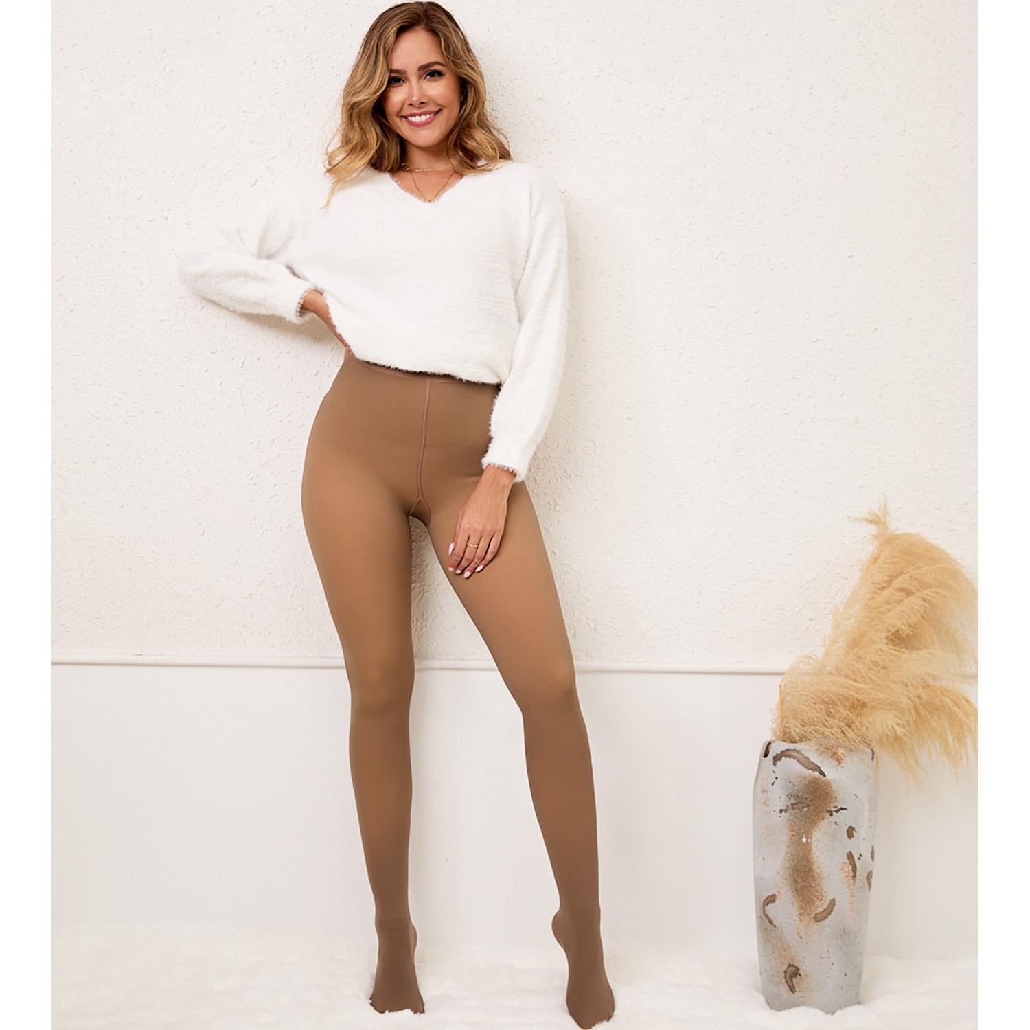 EOJN Women's Fleece Lined Tights Fake Translucent Warm Thermal Pantyhose Fake Sheer Thick Leggings Ladies Under Dress for Winter with Plush Inner Layer,High quality  Faux fur Tights,Soft and Breathable,Hight Stretch,Everyday,Minimalist,Slim.