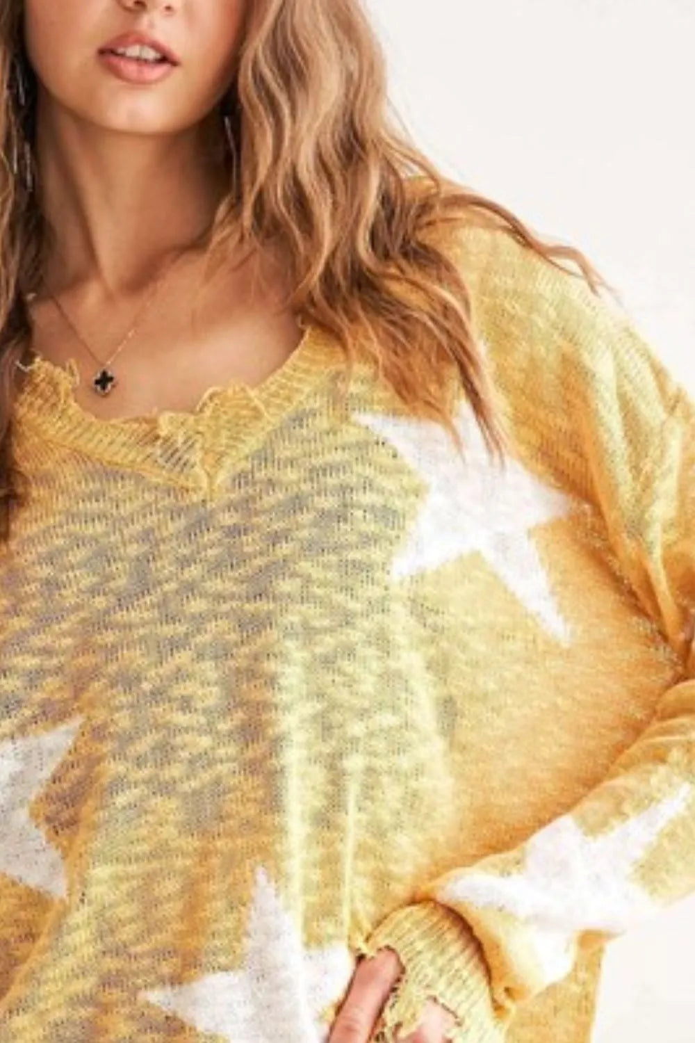 Distressed Star Sweater Top