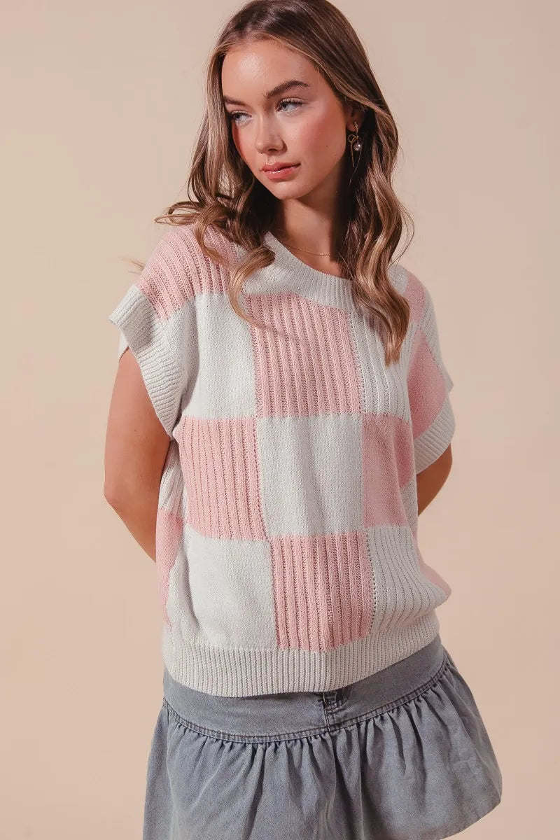 Check Plaid Casual Sweater Top