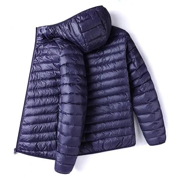 Men&rsquo;s Glossy Hooded Cotton-Blend Jacket - Menswear Tops, Plain Stylish Lightweight Padded Zip-Up Windproof Outerwear, Suitable for Commuting, Outdoor Activities