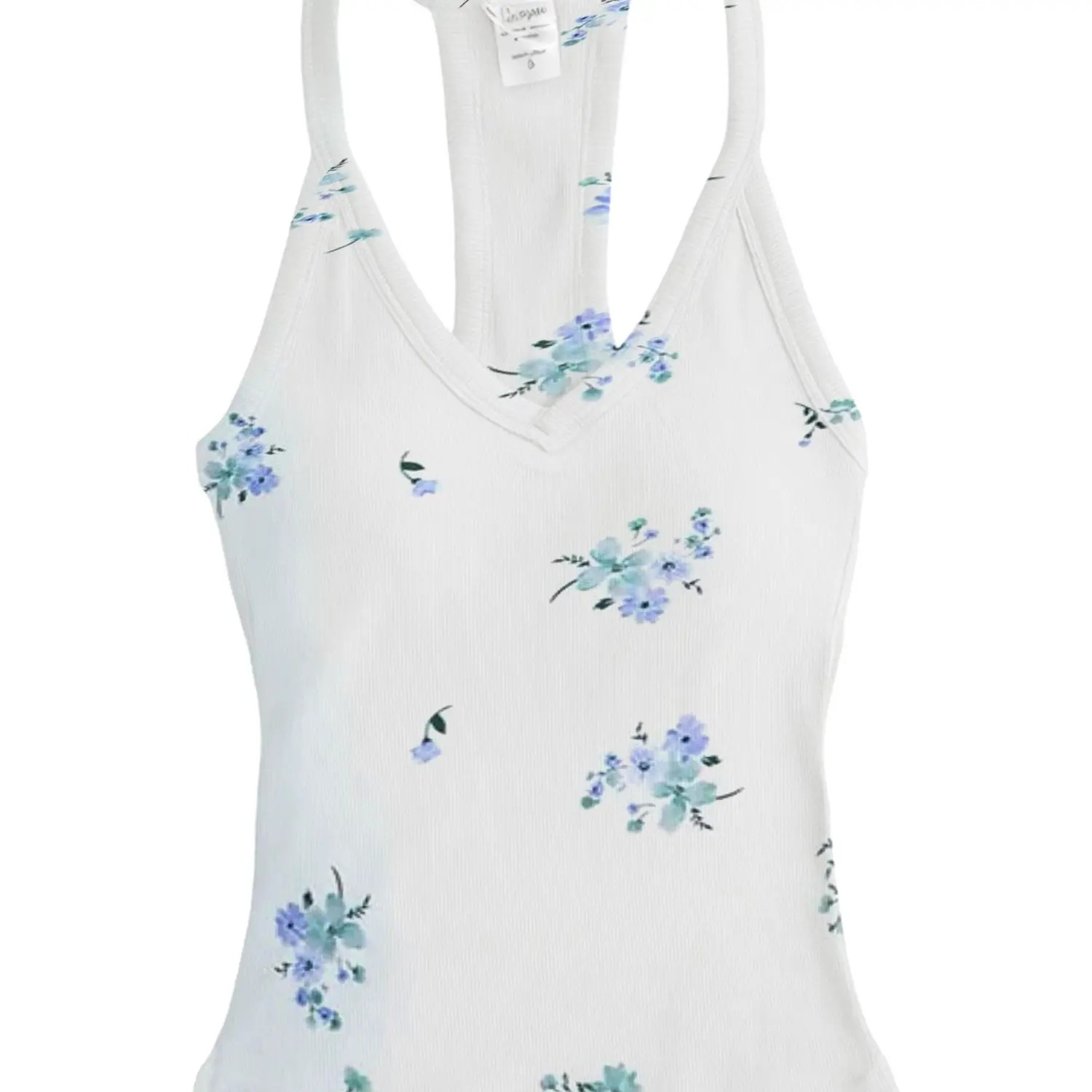 Women's V-Neck Ribbed Racerback Tank Top Fitted Longline Padded Athletic Casual Cami Top