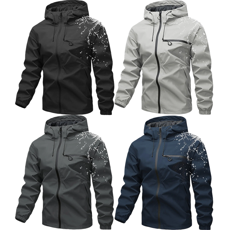 Unisex 4-Pack All-Weather Jacket – Waterproof Windproof Hooded Lightweight Outdoor Coat with Adjustable Cuffs