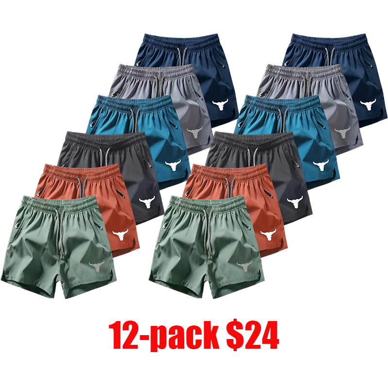 6-Pack Men's 4-Inch Above-the-Knee Cow Head Print Running Shorts – Lightweight Quick-Dry Breathable Gym Training Bottoms