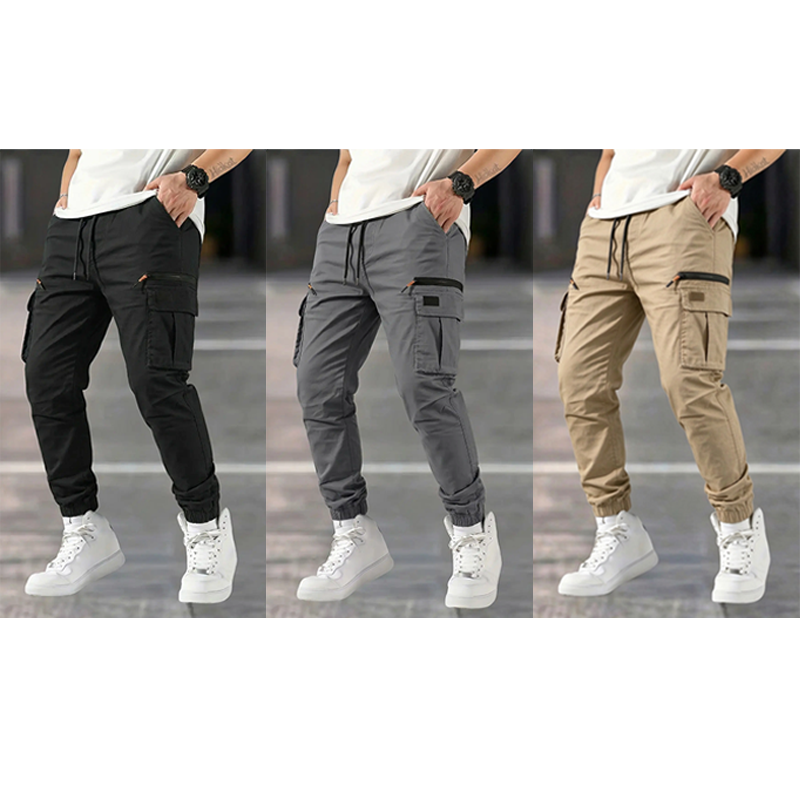 Men's 6-Pack Outdoor Cargo Pants - Tactical Straight-Tapered, Zip Pockets, All-Season