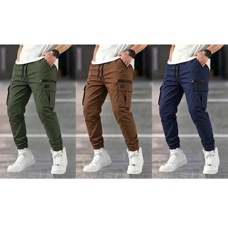 Men's 6-Pack Outdoor Cargo Pants - Tactical Straight-Tapered, Zip Pockets, All-Season