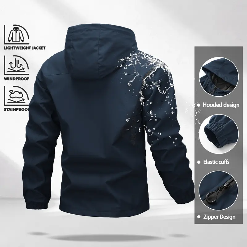 Unisex 4-Pack All-Weather Jacket – Waterproof Windproof Hooded Lightweight Outdoor Coat with Adjustable Cuffs