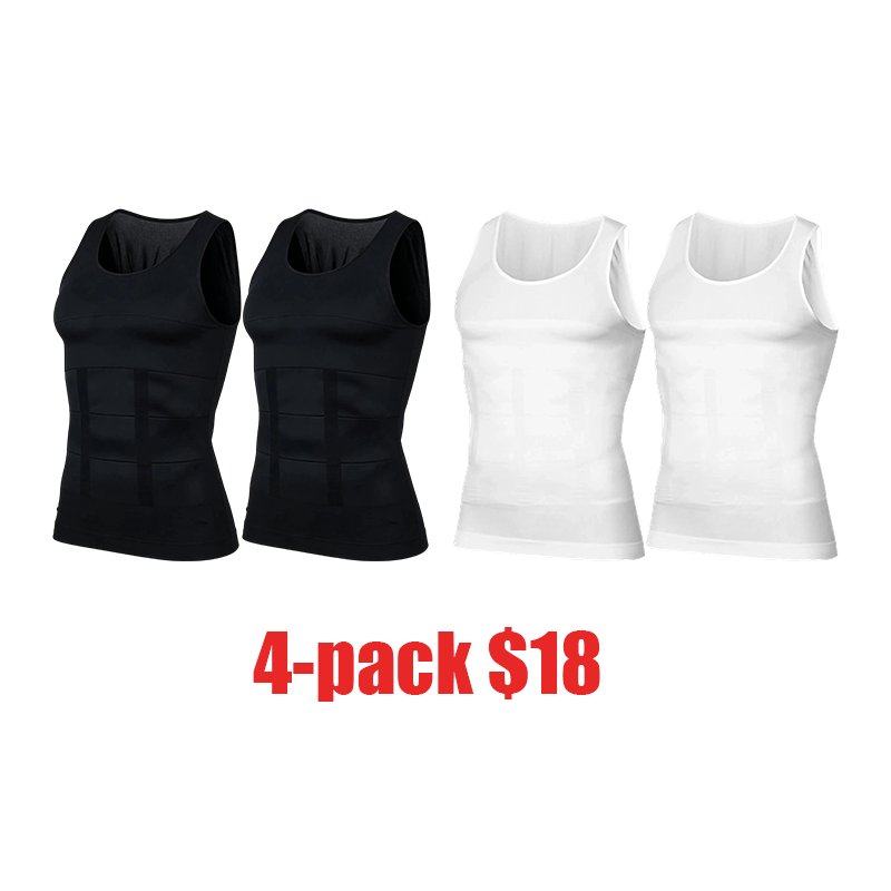 Men's Round Neck Compression Tank Top – Slimming Body Shaper Vest, Seamless Abdominal Corset Shirt for Gym Workout & Fitness，International shipping available